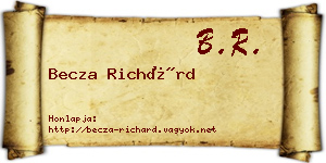 Becza Richárd névjegykártya